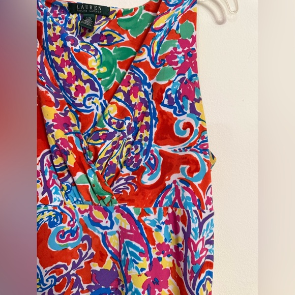 Ralph Lauren Multicolor Red Blue Green Floral Paisley Stretch Sz Large L - Picture 3 of 4